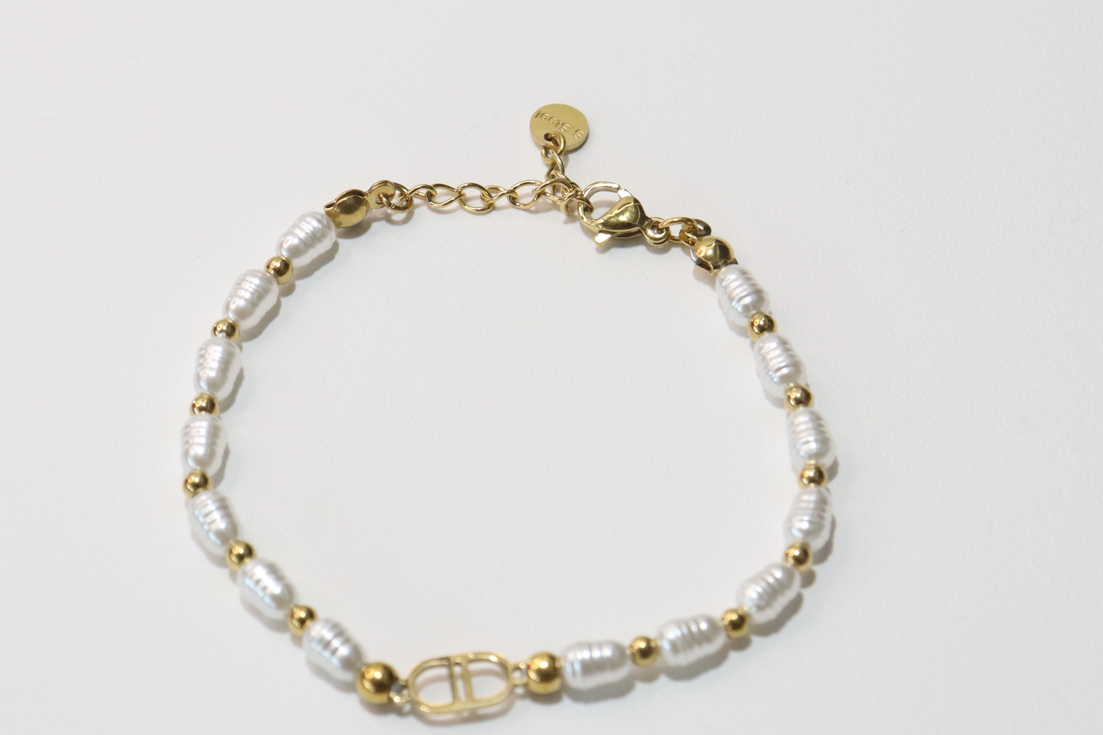 Alice - Bracelet en acier inoxydable, Perles artificielles