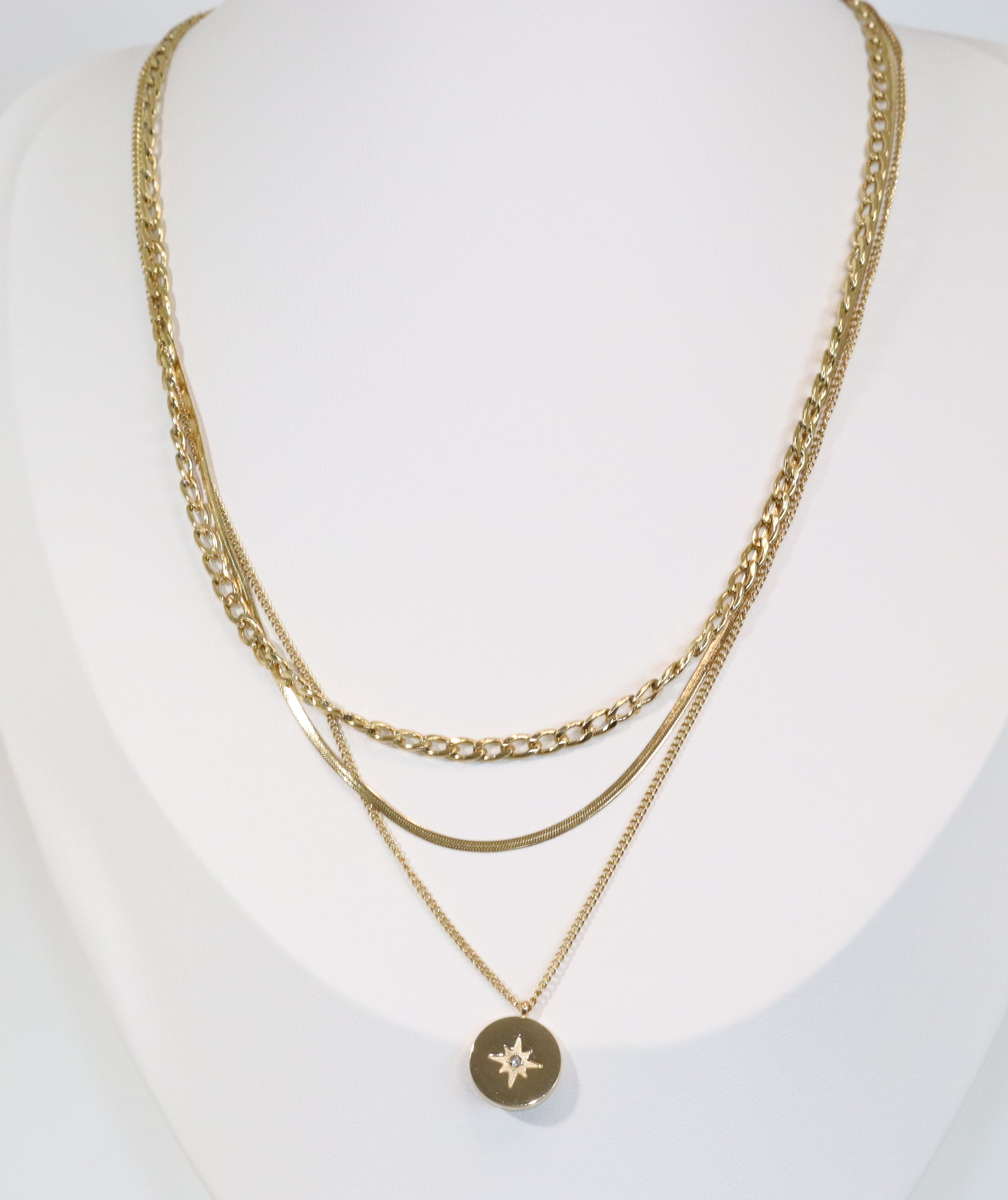 Aloisia - Collier 3 rangs en acier inoxydable
