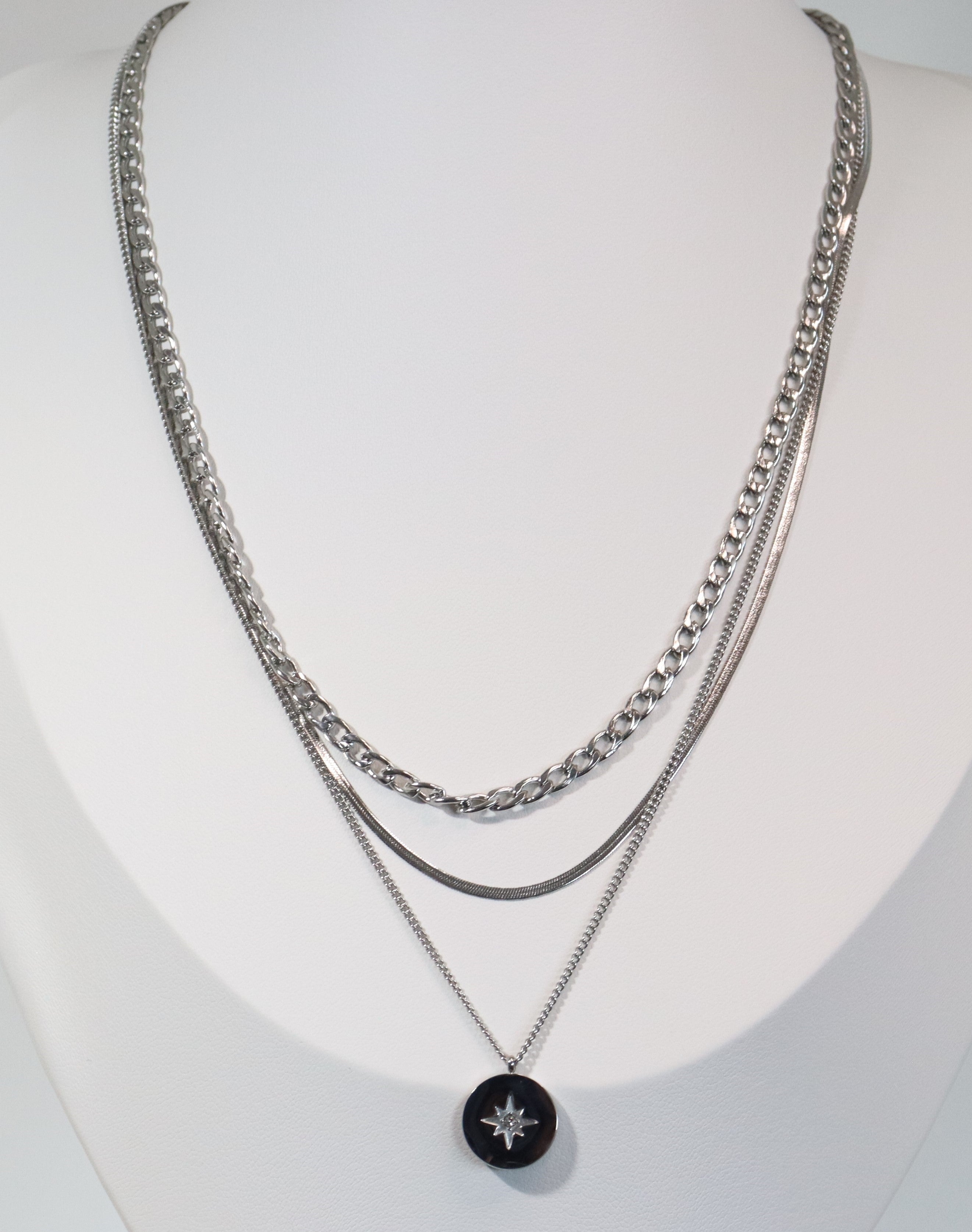 Aloisia - Collier 3 rangs en acier inoxydable