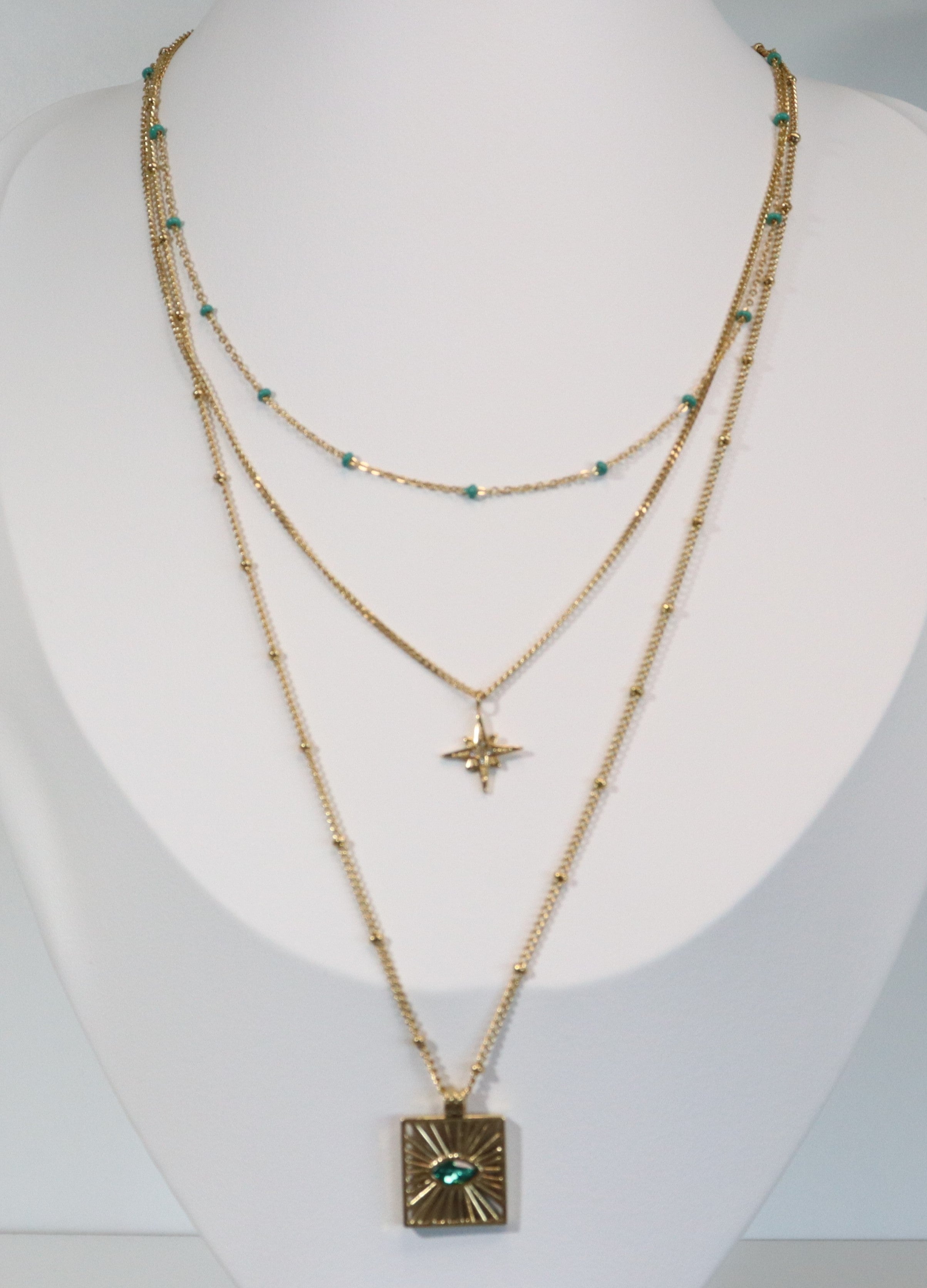 Isia - Collier trois rangs en acier inoxydable