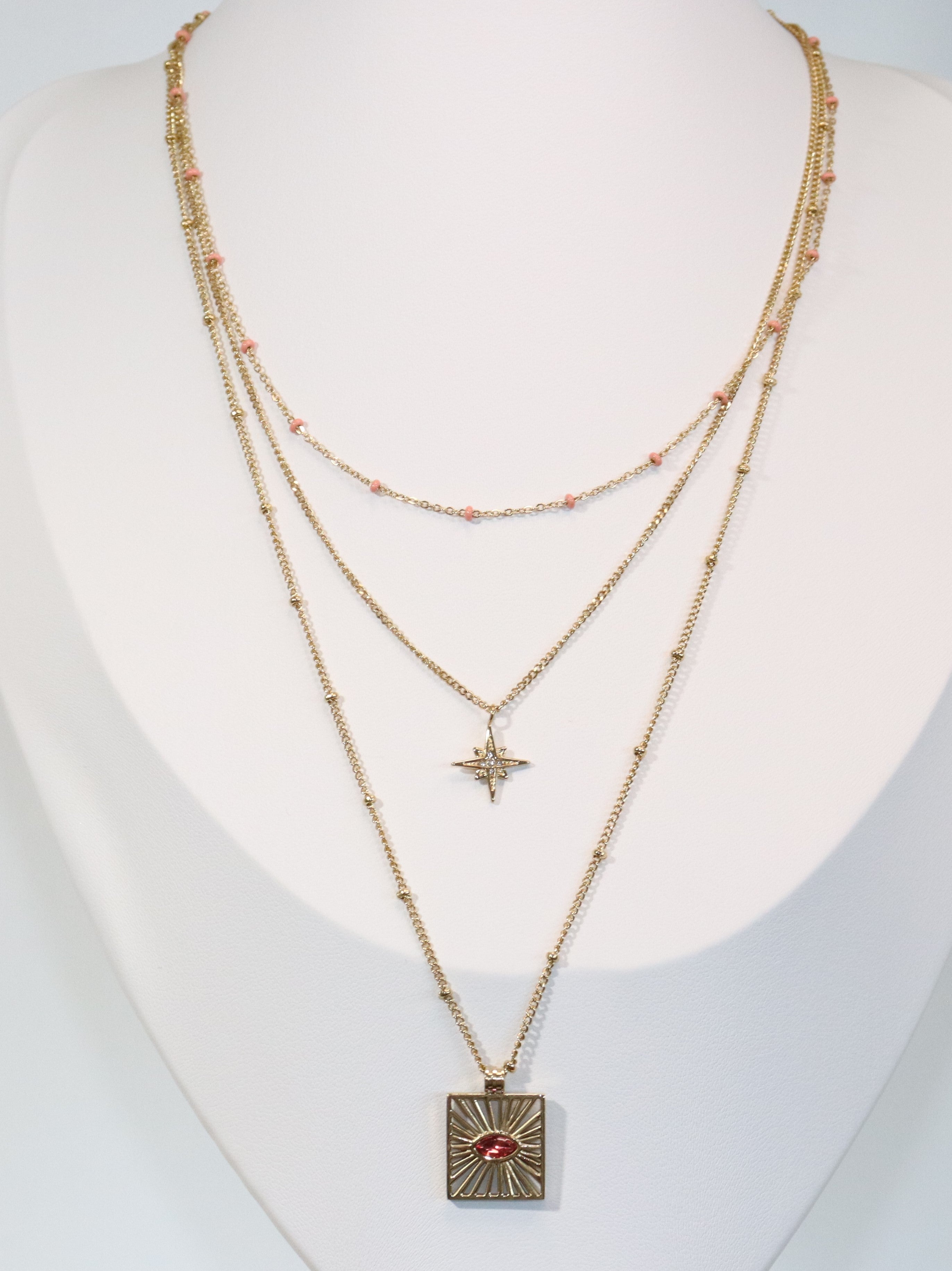 Isia - Collier trois rangs en acier inoxydable