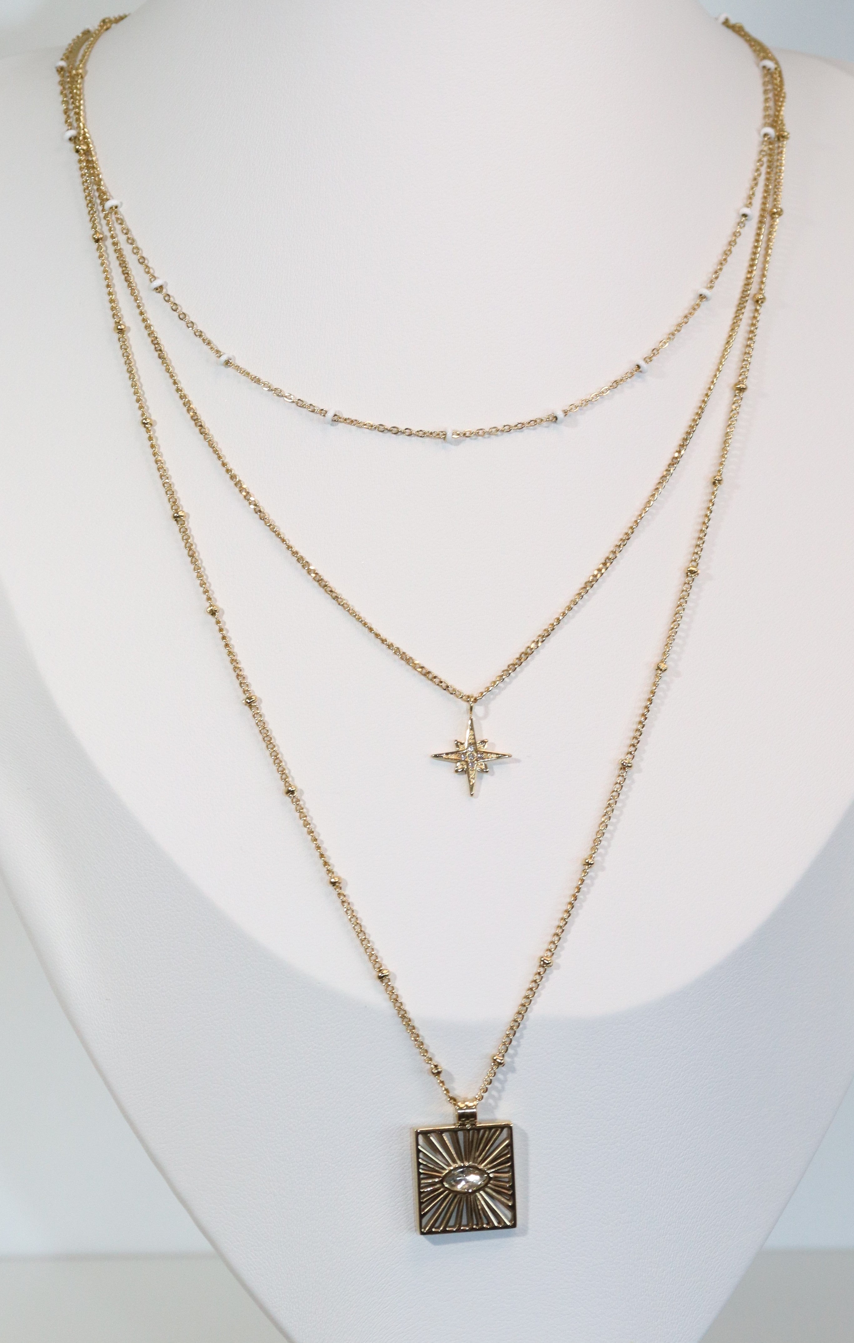Isia - Collier trois rangs en acier inoxydable