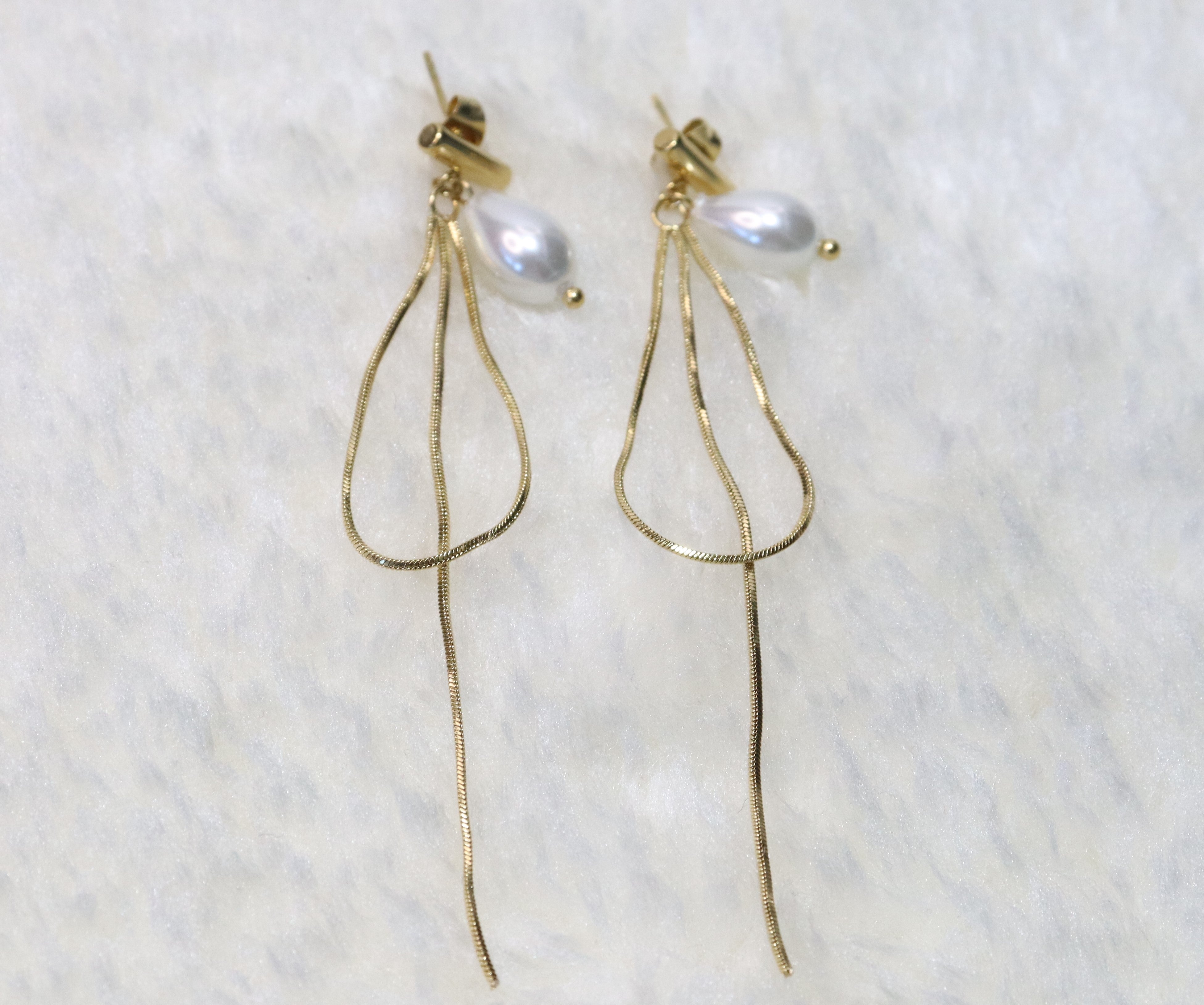 Korey - Boucles d'oreilles en acier inoxydable, perle d'eau douce