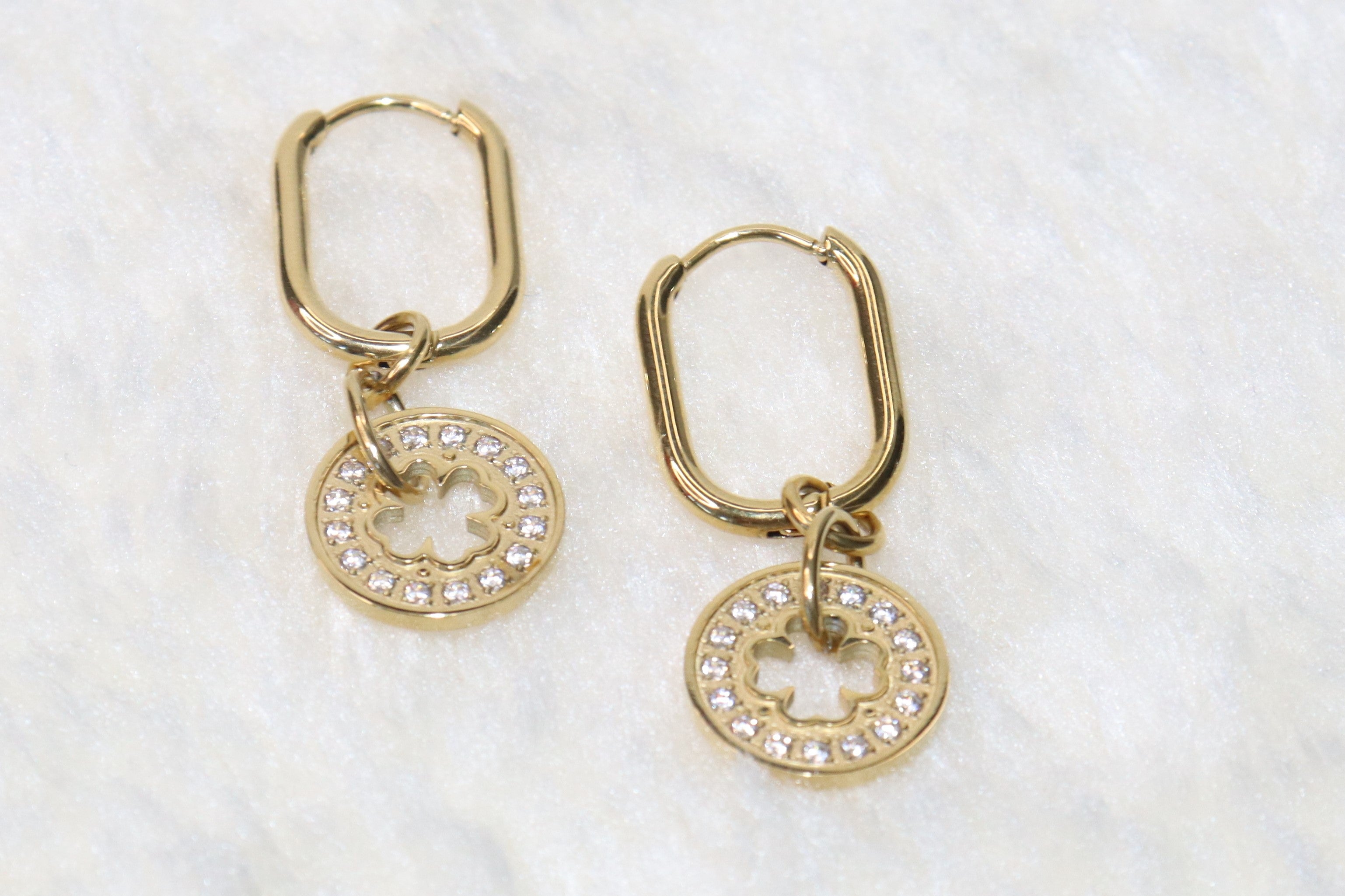 Isabelline trèfle - Boucles d'oreilles en acier inoxydable